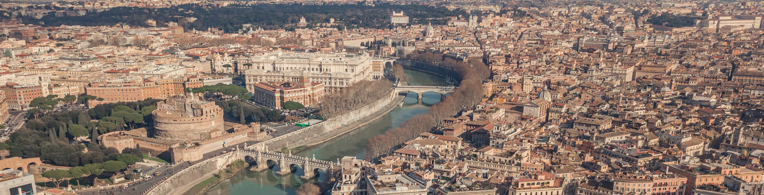 vista aerea su Roma con castel S. Angelo e tevere
